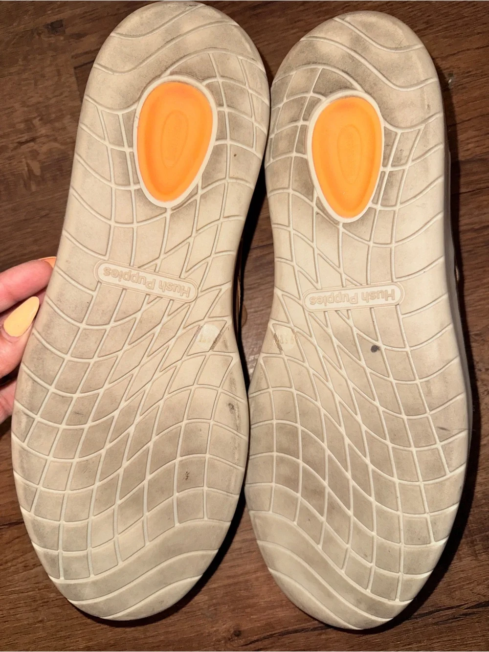 Hush Puppies Men's Tan Leather Boat Shoes with White Soles